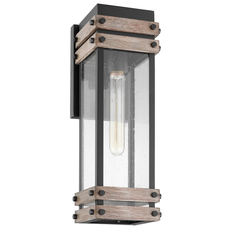 Homestead Small Outdoor Wall Lantern in Black and Wood