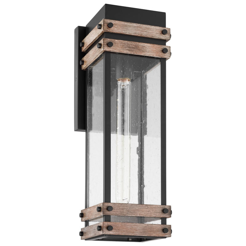 Homestead Large Outdoor Wall Lantern in Black and Wood