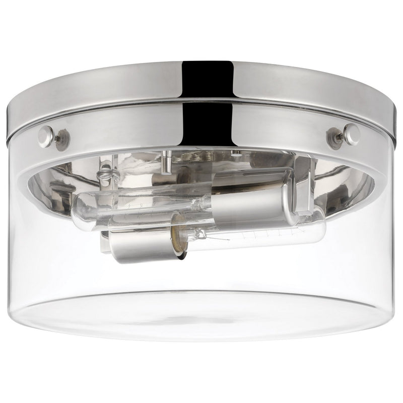 Intersection 14" 2-Light Flush Mount in Polished Nickel