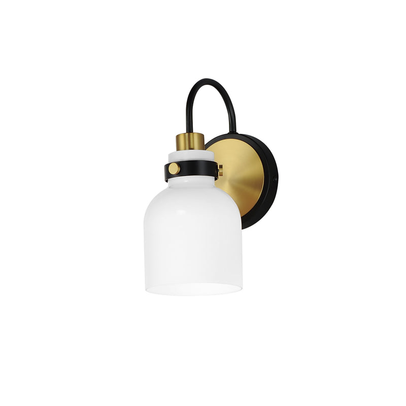 Milk 1 Light Wall Sconce in Black / Satin Brass