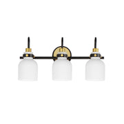 Milk 3 Light Bath Vanity in Black / Satin Brass