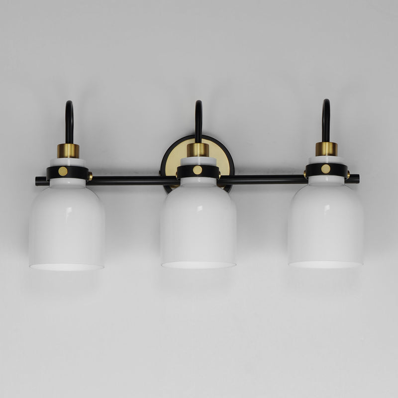 Milk 3 Light Bath Vanity in Black / Satin Brass