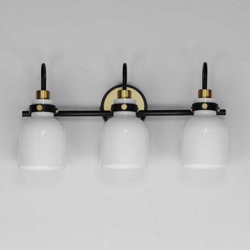 Milk 3 Light Bath Vanity in Black / Satin Brass