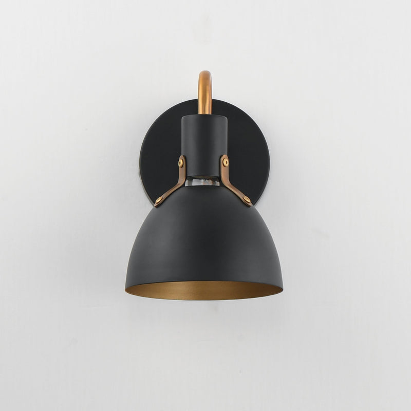 Dusk 1 Light Wall Sconce in Black / Antique Brass