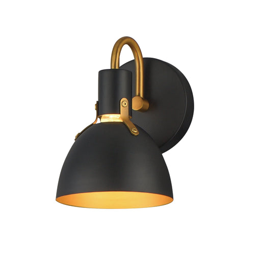 Dusk 1 Light Wall Sconce in Black / Antique Brass