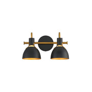 Dusk 2 Light Bath Vanity in Black / Antique Brass