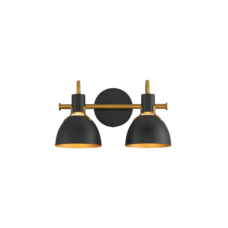 Dusk 2 Light Bath Vanity in Black / Antique Brass