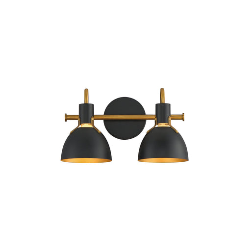Dusk 2 Light Bath Vanity in Black / Antique Brass