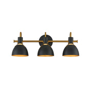 Dusk 3 Light Bath Vanity in Black / Antique Brass