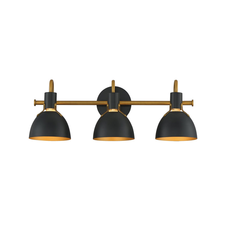 Dusk 3 Light Bath Vanity in Black / Antique Brass