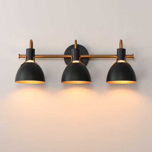 Dusk 3 Light Bath Vanity in Black / Antique Brass