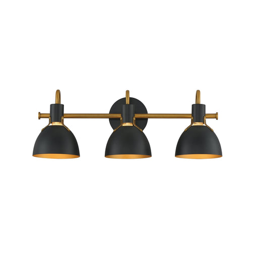 Dusk 3 Light Bath Vanity in Black / Antique Brass