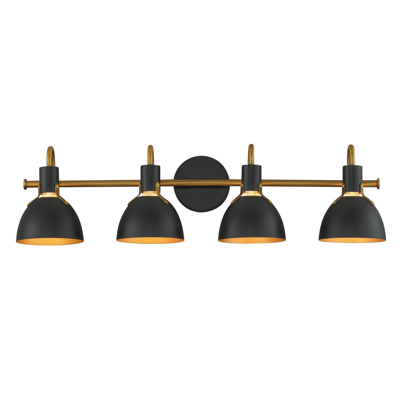Dusk 4 Light Bath Vanity in Black / Antique Brass