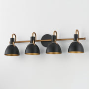 Dusk 4 Light Bath Vanity in Black / Antique Brass