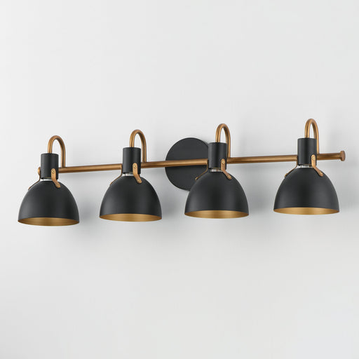 Dusk 4 Light Bath Vanity in Black / Antique Brass