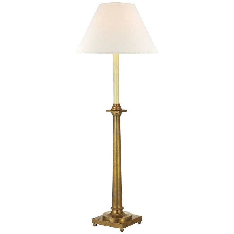 Swedish Column Buffet Table Lamp in Antique-Burnished Brass
