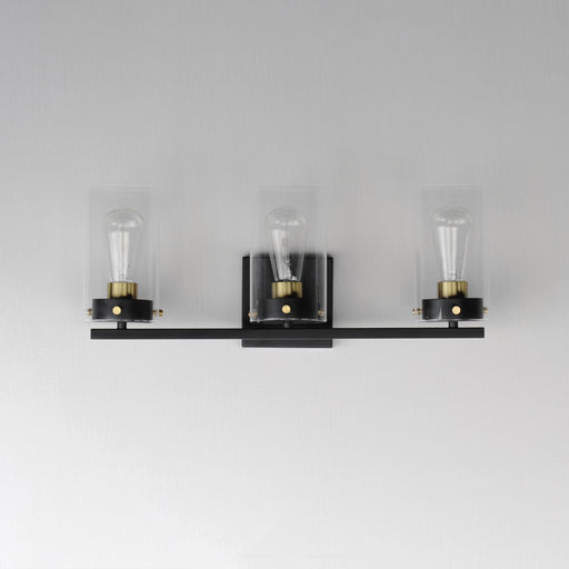 Pinn 3 Light Bath Vanity in Black / Satin Brass