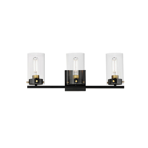 Pinn 3 Light Bath Vanity in Black / Satin Brass