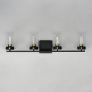 Pinn 4 Light Bath Vanity in Black / Satin Brass