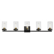 Pinn 5 Light Bath Vanity in Black / Satin Brass