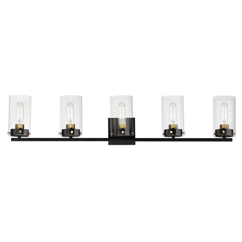 Pinn 5 Light Bath Vanity in Black / Satin Brass