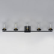 Pinn 5 Light Bath Vanity in Black / Satin Brass