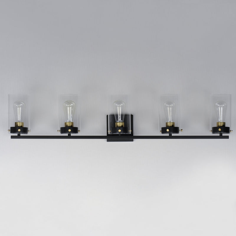 Pinn 5 Light Bath Vanity in Black / Satin Brass