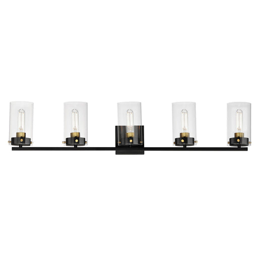 Pinn 5 Light Bath Vanity in Black / Satin Brass
