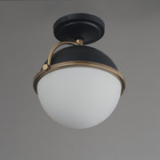 Duke 1 Light Semi-Flush Mount in Black / Weathered Brass