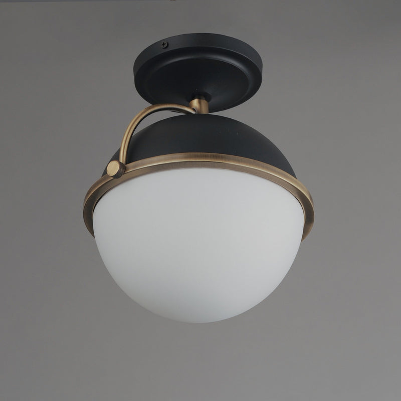 Duke 1 Light Semi-Flush Mount in Black / Weathered Brass