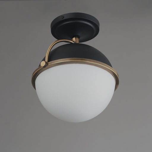 Duke 1 Light Semi-Flush Mount in Black / Weathered Brass