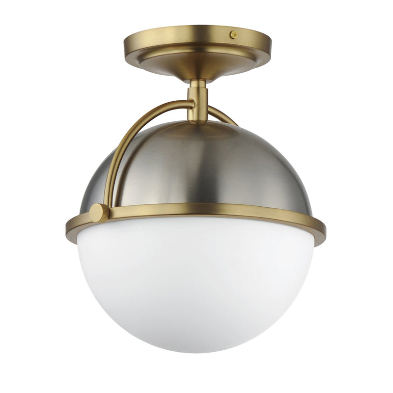 Duke 1 Light Semi-Flush Mount in Satin Nickel / Satin Brass