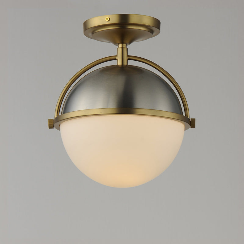 Duke 1 Light Semi-Flush Mount in Satin Nickel / Satin Brass