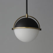 Duke 10" Pendant in Black / Weathered Brass