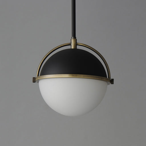Duke 10" Pendant in Black / Weathered Brass