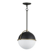 Duke 12" Pendant in Black / Weathered Brass