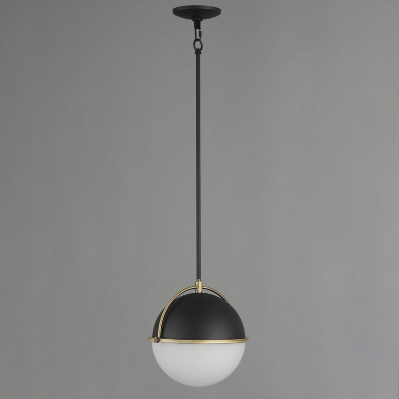 Duke 12" Pendant in Black / Weathered Brass