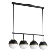 Duke 4 Light Linear Pendant in Black / Weathered Brass