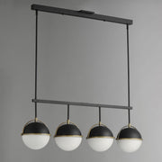 Duke 4 Light Linear Pendant in Black / Weathered Brass