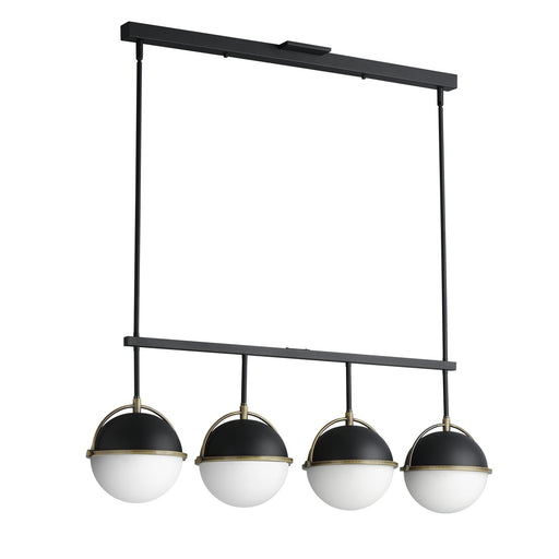 Duke 4 Light Linear Pendant in Black / Weathered Brass