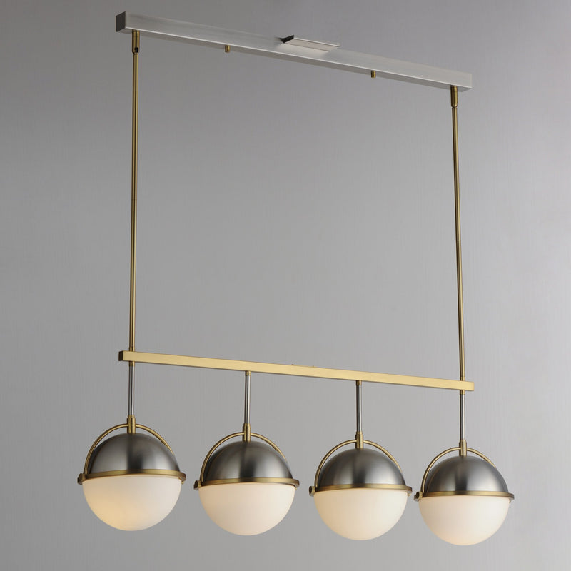 Duke 4 Light Linear Pendant in Satin Nickel / Satin Brass