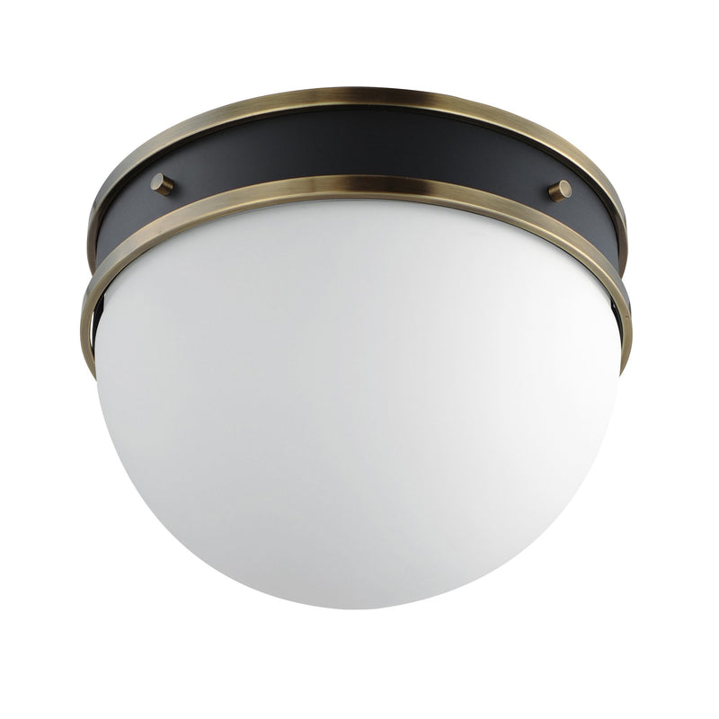 Duke 1 Light Flush Mount in Black / Weathered Brass