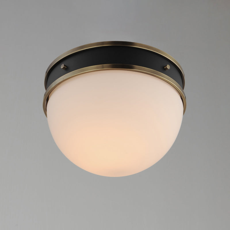 Duke 1 Light Flush Mount in Black / Weathered Brass
