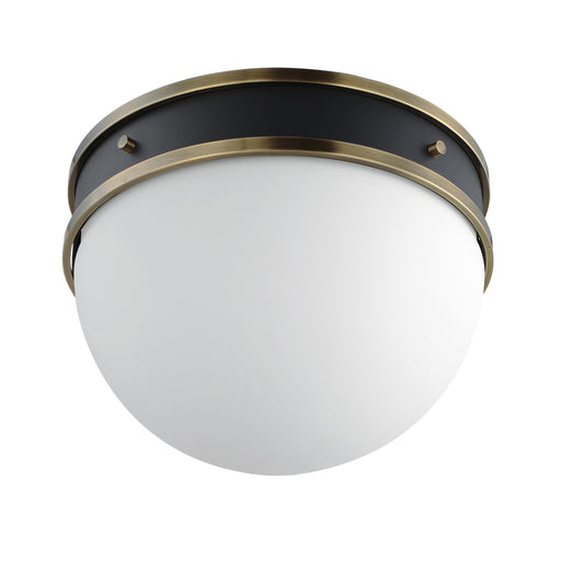 Duke 1 Light Flush Mount in Black / Weathered Brass