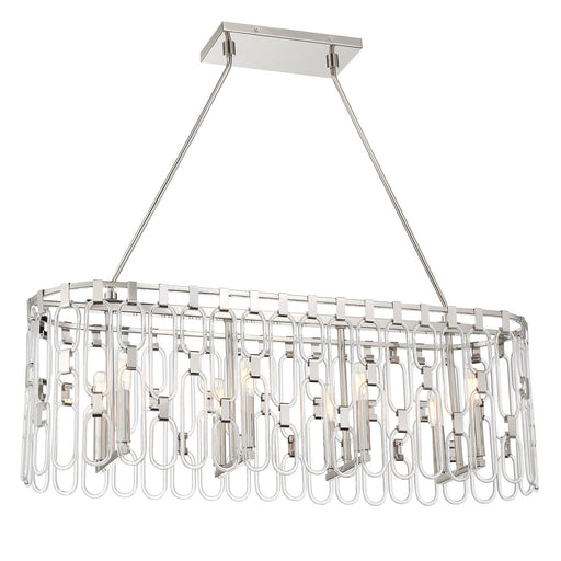 Charming 8-Light Linear Chandelier in Polished Nickel