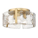 Aenon 3-Light Flush Mount in Brushed Champagne Bronze with Hammered Water Glass