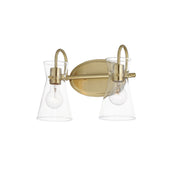 Ava 2 Light Bath Vanity in Natural Aged Brass