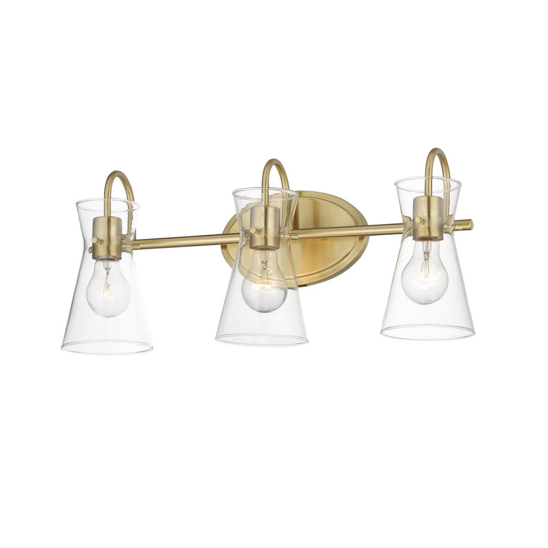 Ava 3 Light Bath Vanity in Natural Aged Brass