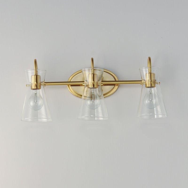 Ava 3 Light Bath Vanity in Natural Aged Brass