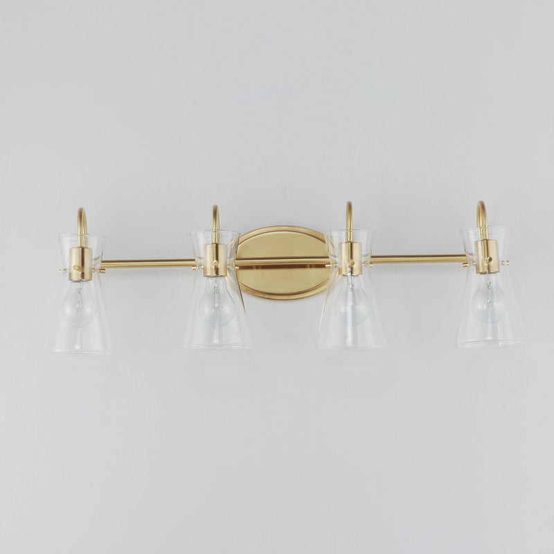 Ava 4 Light Bath Vanity in Natural Aged Brass